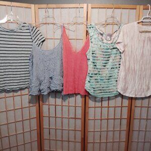 LOT OF 5/$20 WOMENS CLOTHES TOPS SHIRTS OLD NAVY TRIXXI ANTHROPOLOGIE~SIZE M